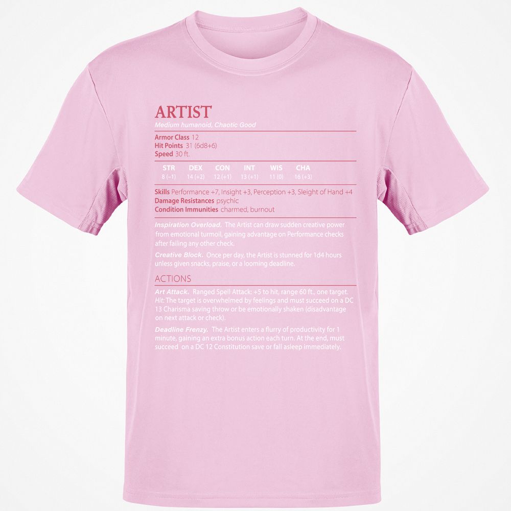Artist Stats Classic Unisex T-Shirt - Light Pink - 5