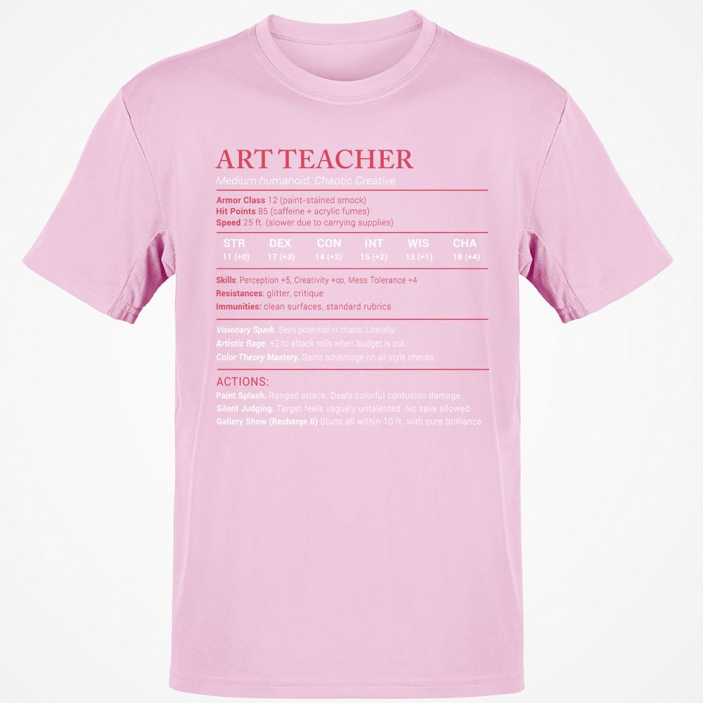 Art Teacher Stats Classic Unisex T-Shirt - Light Pink - 5