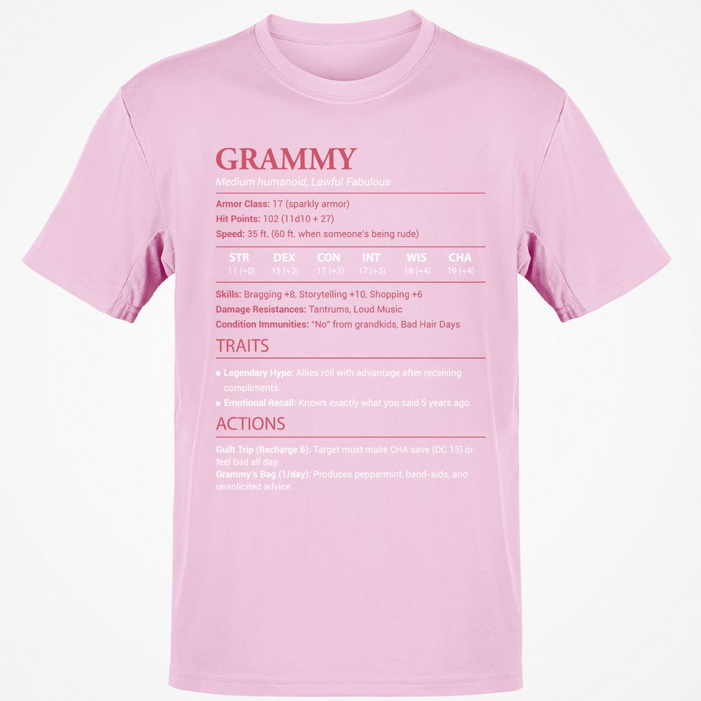 Grammy Stats Classic Unisex T-Shirt - Light Pink - 5