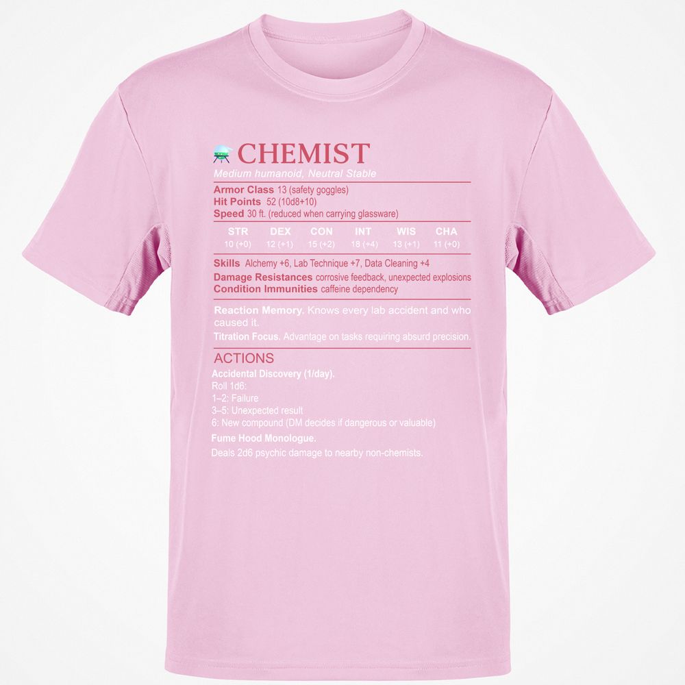 Chemist Stats Classic Unisex T-Shirt - Light Pink - 5