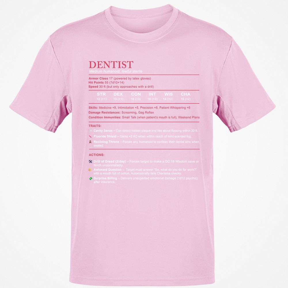 Dentist Stats Classic Unisex T-Shirt - Light Pink - 5
