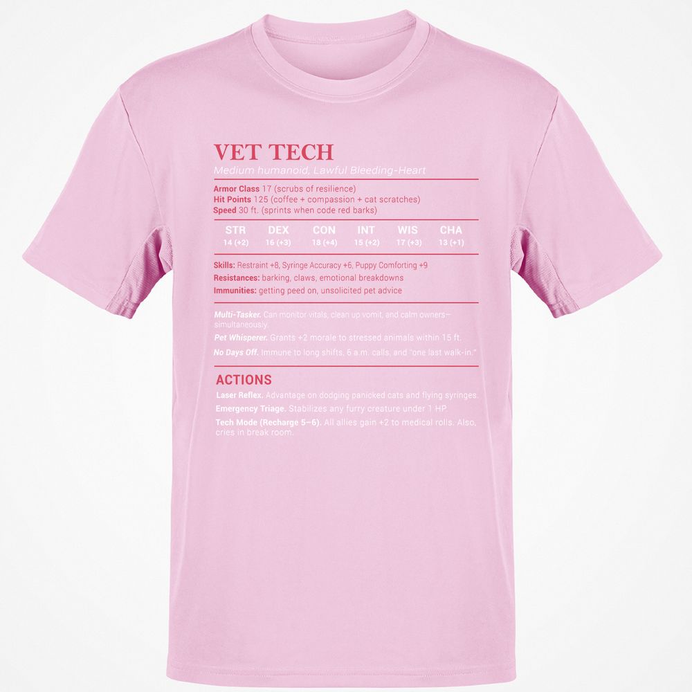 Vet Tech Stats Classic Unisex T-Shirt - Light Pink - 5