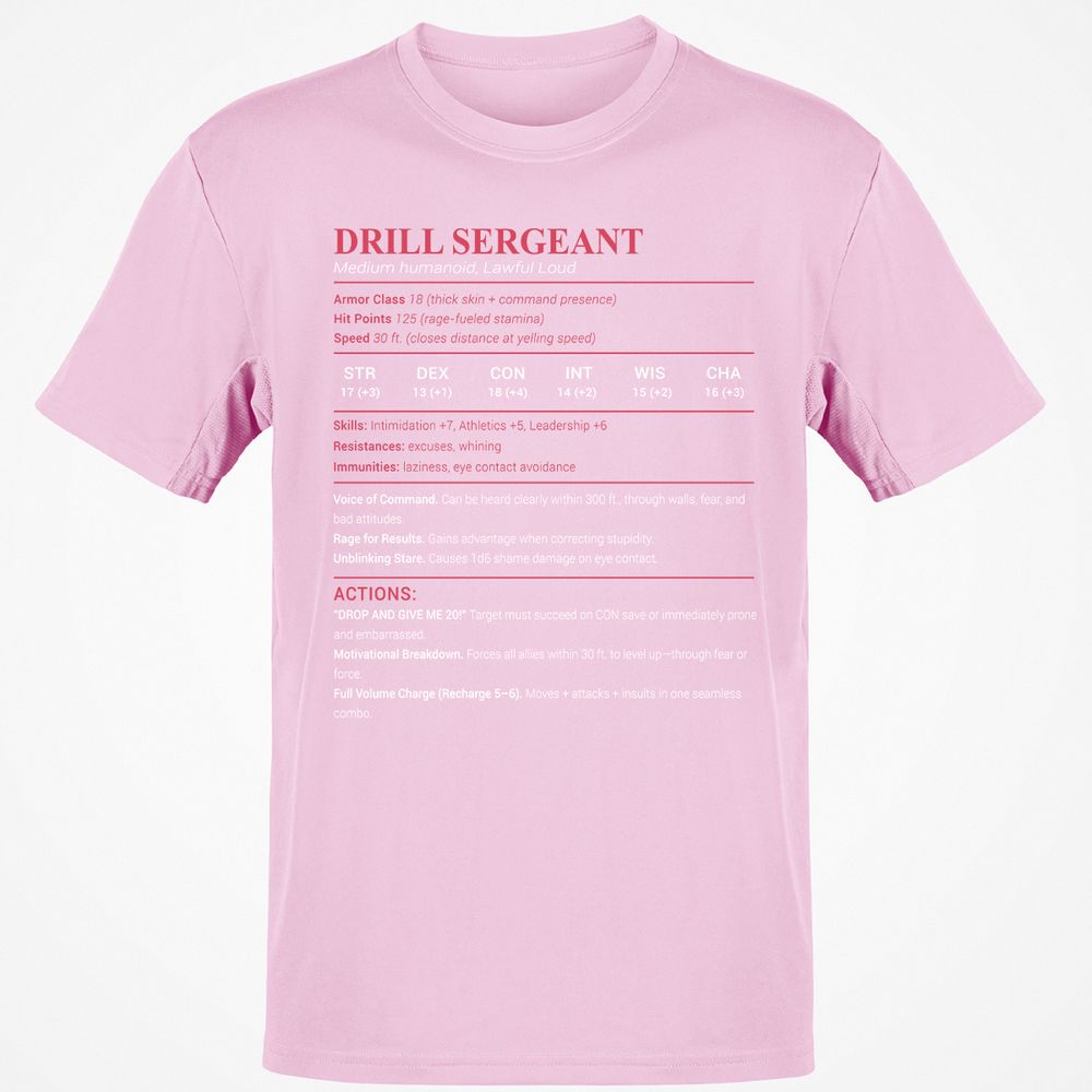 DRILL SERGEANT Classic Unisex T-Shirt - Light Pink - 5