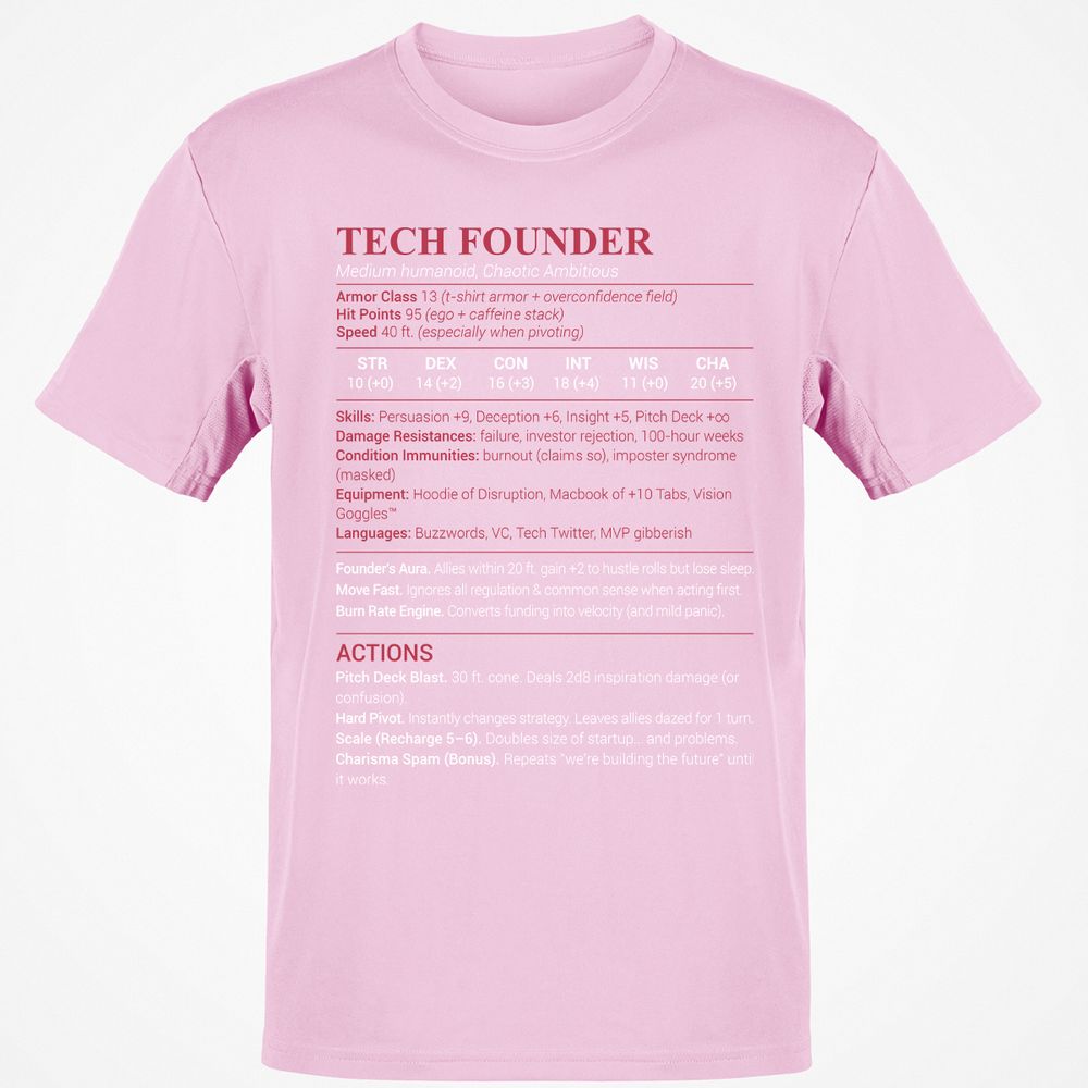 Tech Founder Classic Unisex T-Shirt - Light Pink - 5