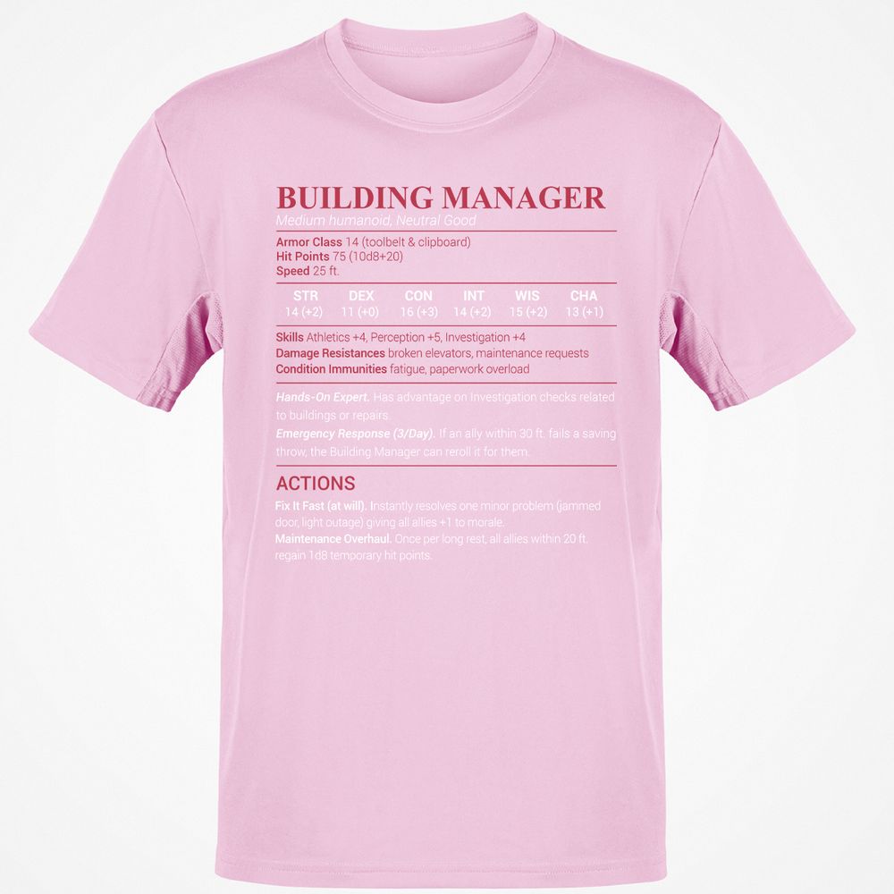 Building Manager Classic Unisex T-Shirt - Light Pink - 5