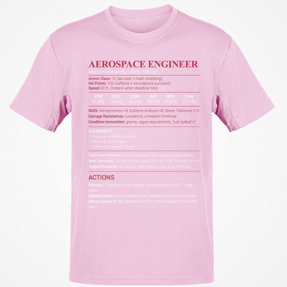 Aerospace Engineer Classic Unisex T-Shirt - Light Pink - 5