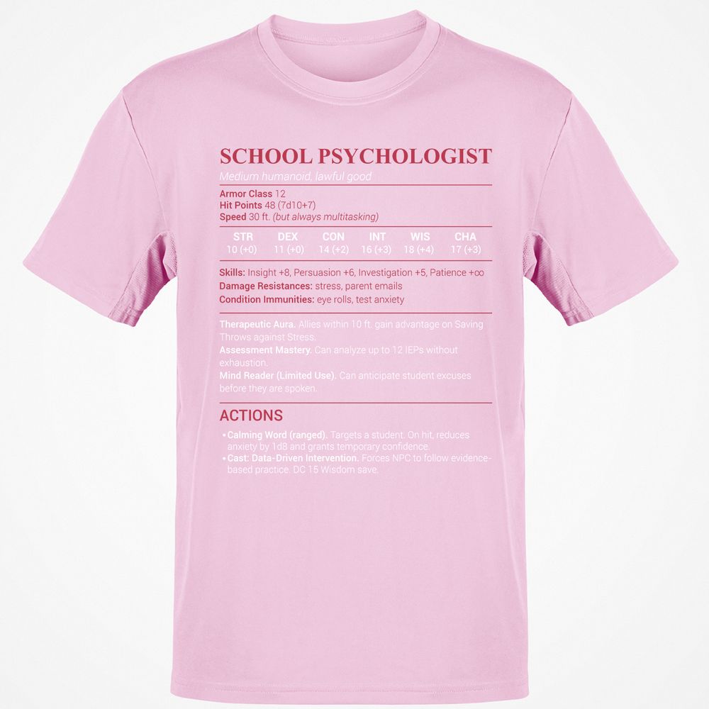 School Psychologist Classic Unisex T-Shirt - Light Pink - 5