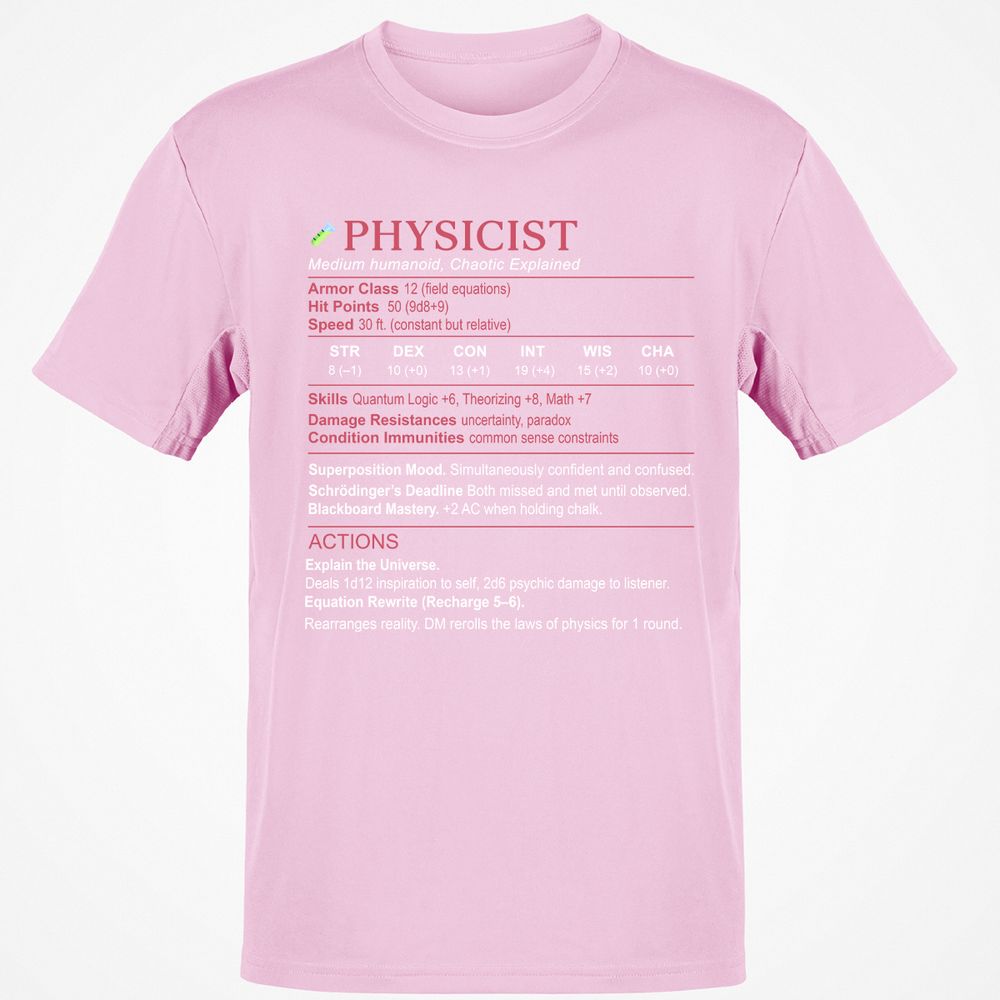 Physicist Stats Classic Unisex T-Shirt - Light Pink - 5