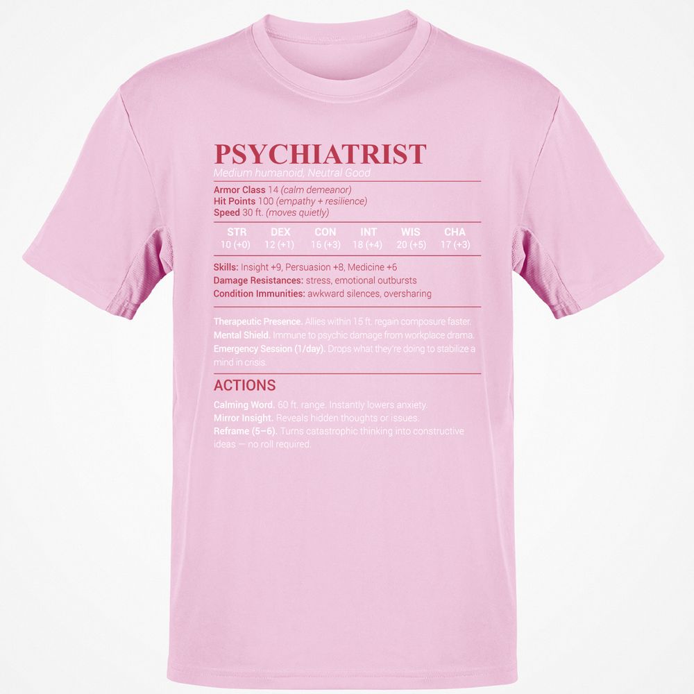 Psychiatrist Stats Classic Unisex T-Shirt - Light Pink - 5