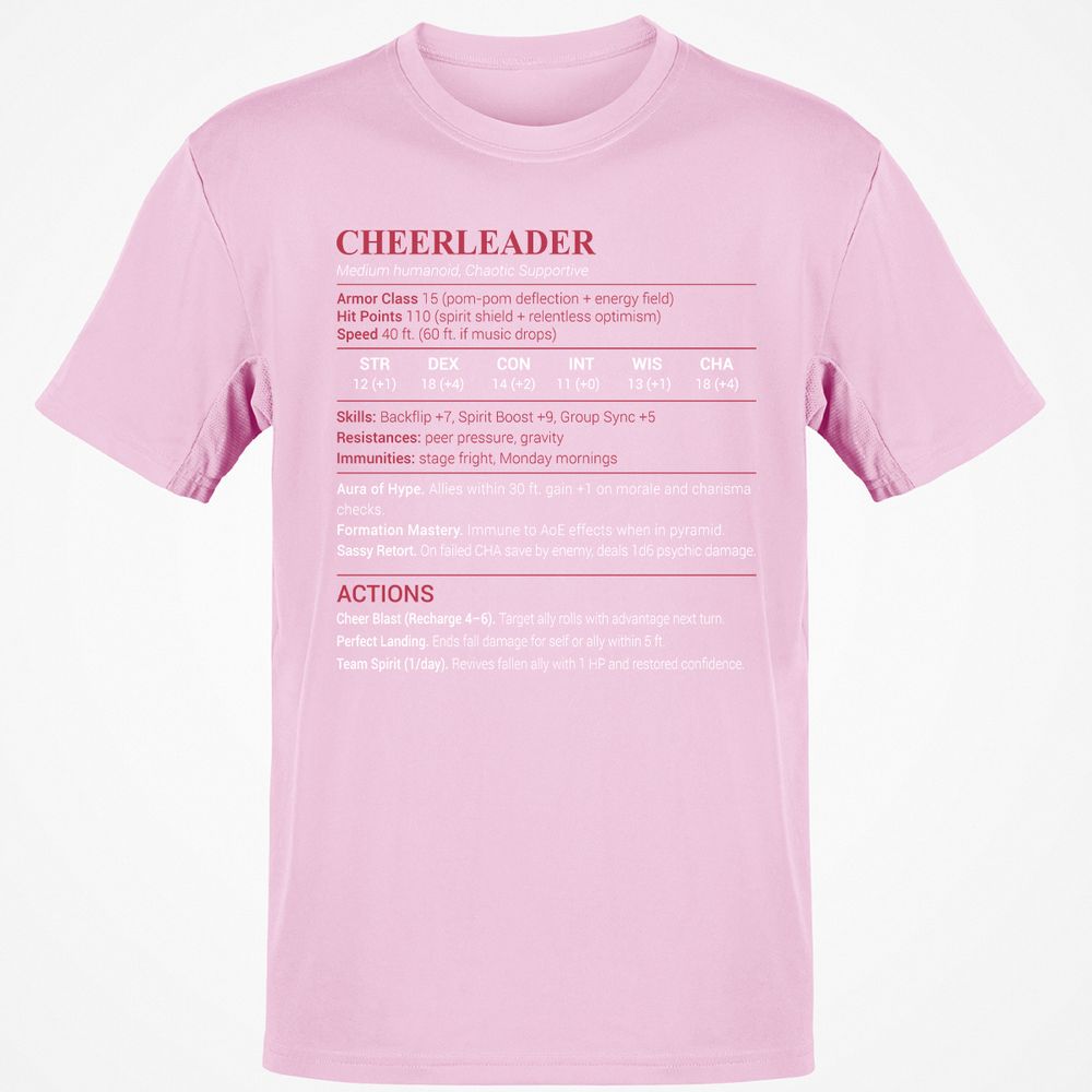 Cheerleader Stats Classic Unisex T-Shirt - Light Pink - 5