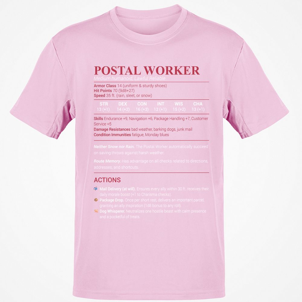 Postal Worker Classic Unisex T-Shirt - Light Pink - 5