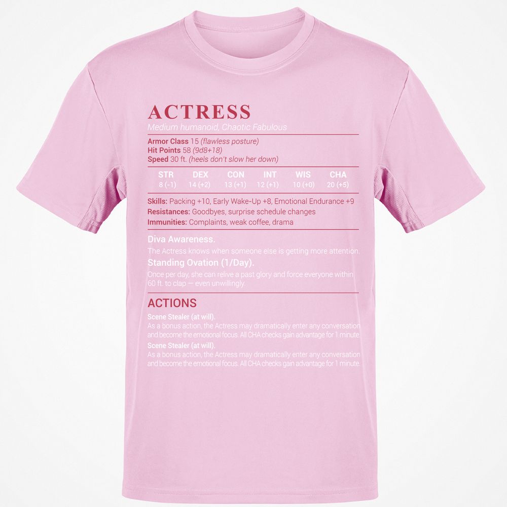 Actress Stats Classic Unisex T-Shirt - Light Pink - 5