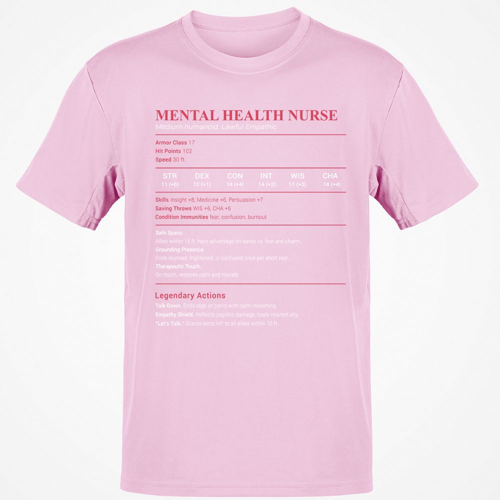 Mental Health Nurse Stats Classic Unisex T-Shirt - Light Pink - 5