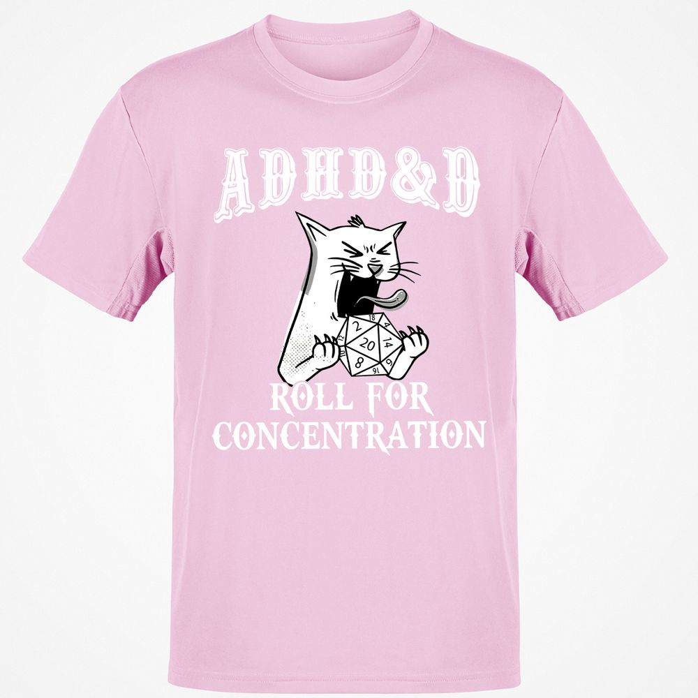 Cat ADHD&D Roll For Concentration Classic Unisex T-Shirt - Light Pink - 5