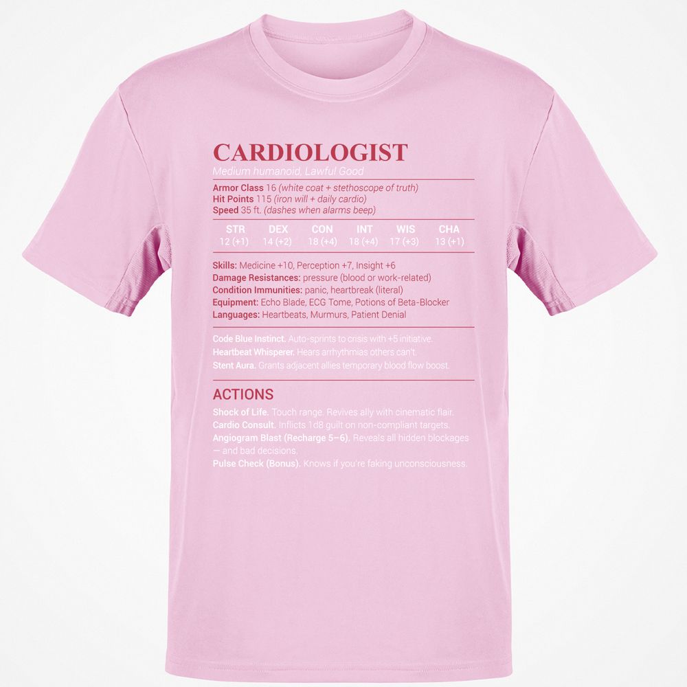 Cardiologist Stats Classic Unisex T-Shirt - Light Pink - 5