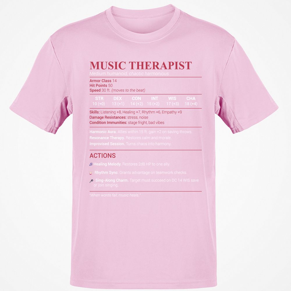Music Therapist Classic Unisex T-Shirt - Light Pink - 5