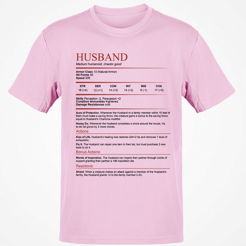 Husband White Classic Unisex T-Shirt - Light Pink - 5