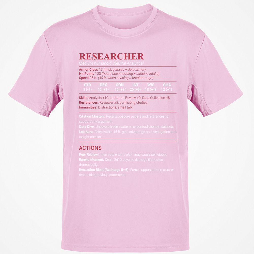 Researcher Stats Classic Unisex T-Shirt - Light Pink - 5