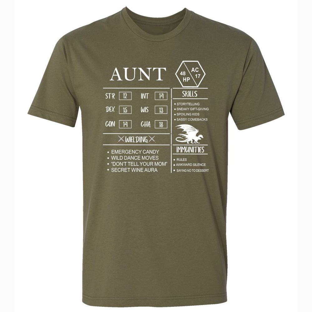 Aunt Stats Premium Unisex T-Shirt - Military Green - 5