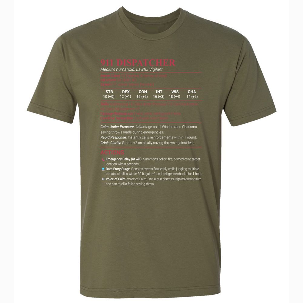 911 Dispatcher Premium Unisex T-Shirt - Military Green - 5