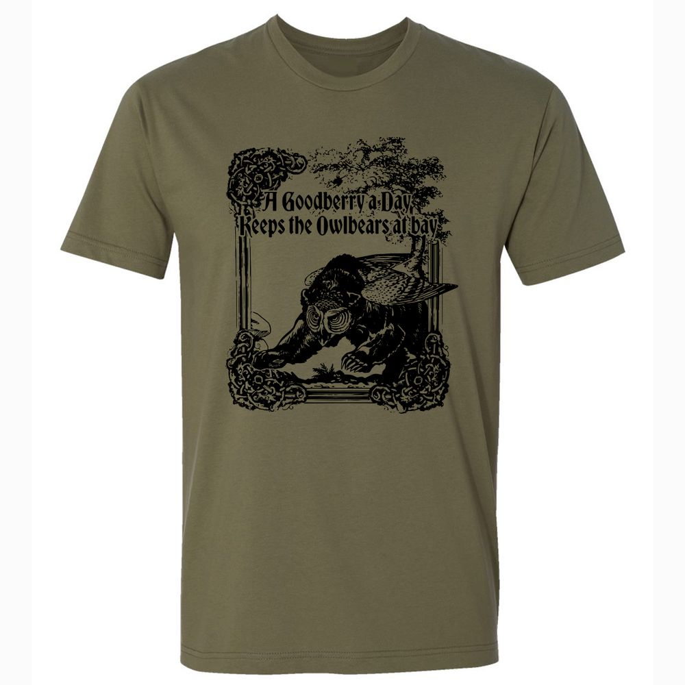 A Goodberry A Day Keeps The Owlbears At Bay Premium Unisex T-Shirt - Military Green - 5