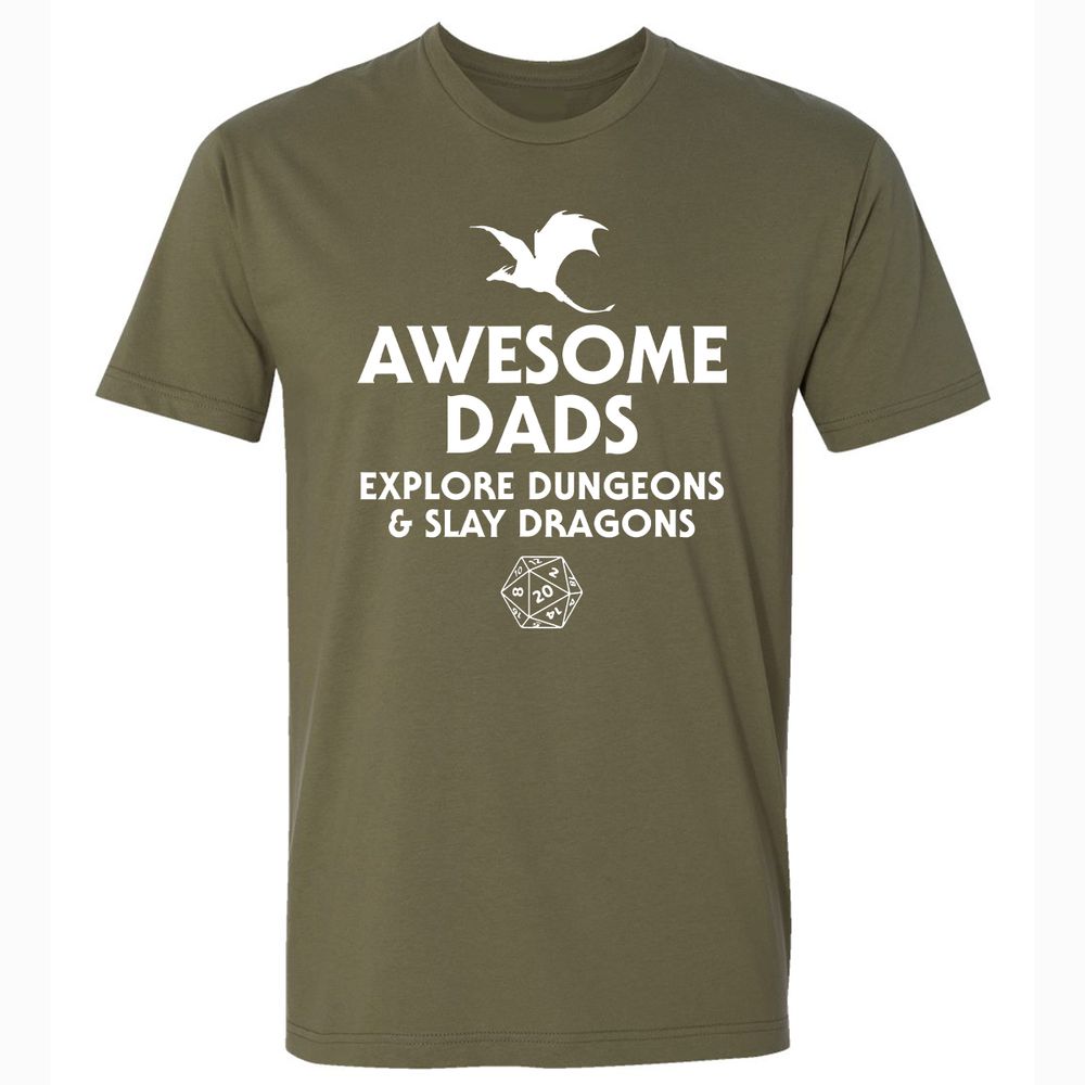 Awesome Dads Slay Dragons Premium Unisex T-Shirt - Military Green - 5