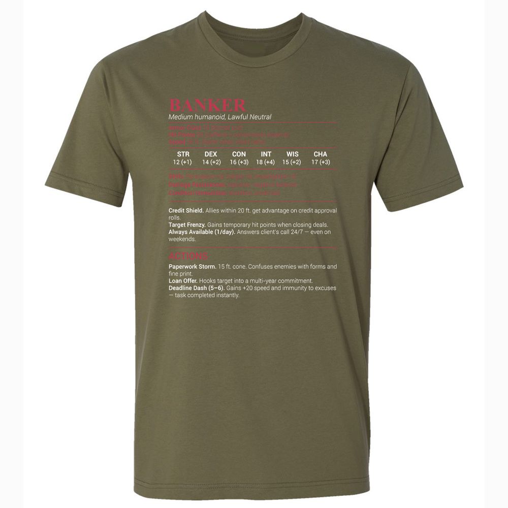 Banker Stats Premium Unisex T-Shirt - Military Green - 5
