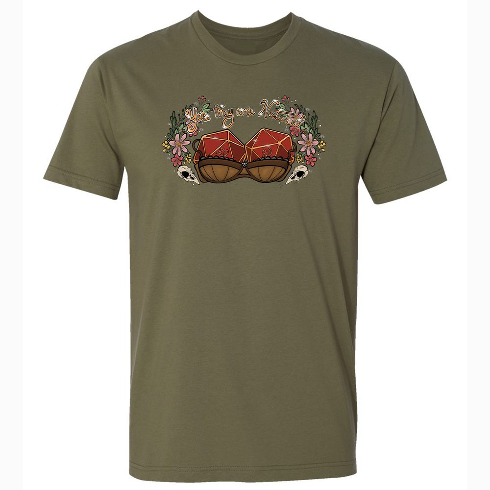 Yes They're Natural Premium Unisex T-Shirt - Military Green - 5