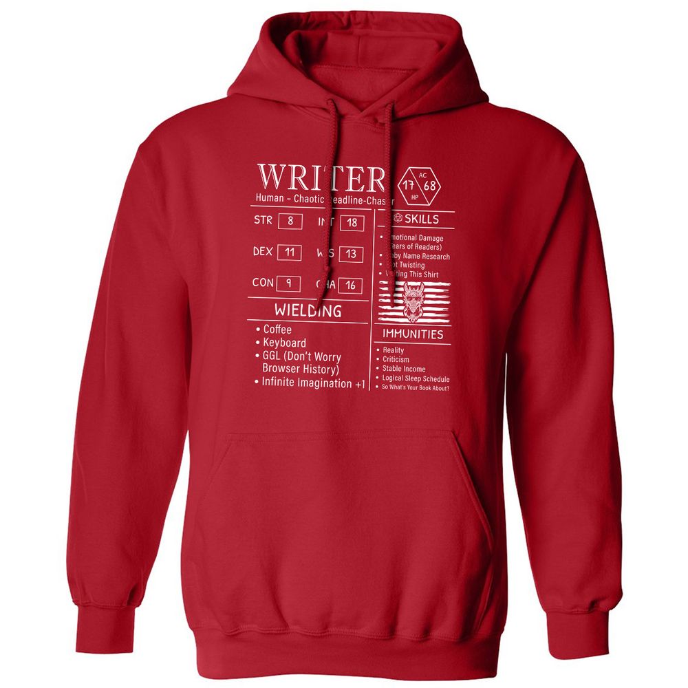 Writer Stats New Classic Unisex Hoodie - Red - 5