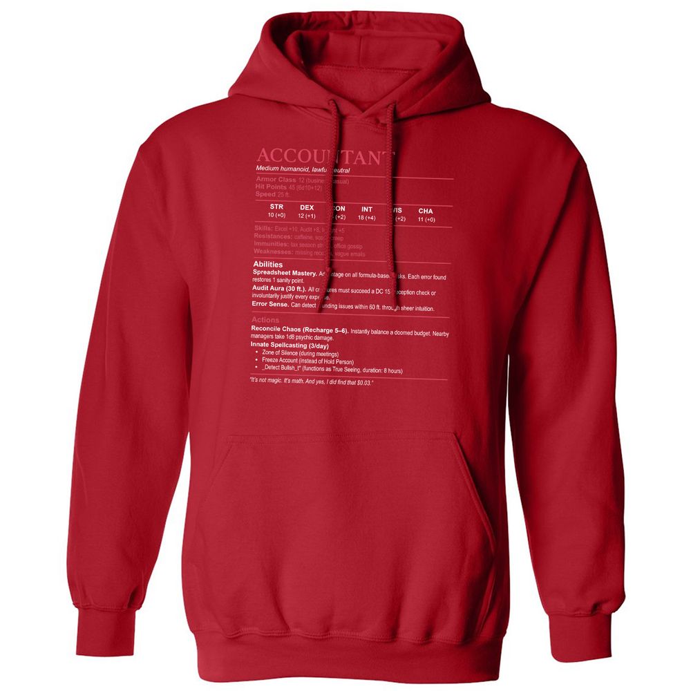 Accountant Stats Classic Unisex Hoodie - Red - 5