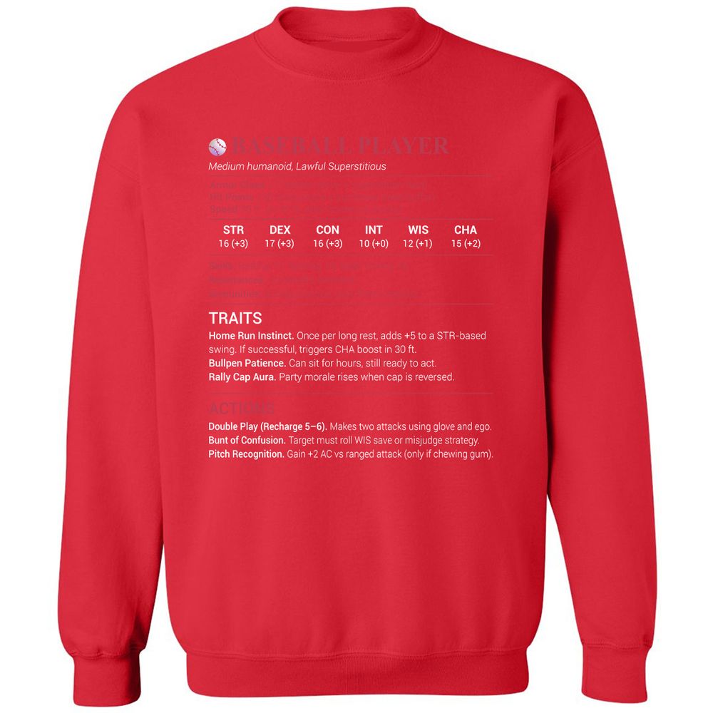 Baseball Player Classic Unisex Sweatshirt - Red - 5