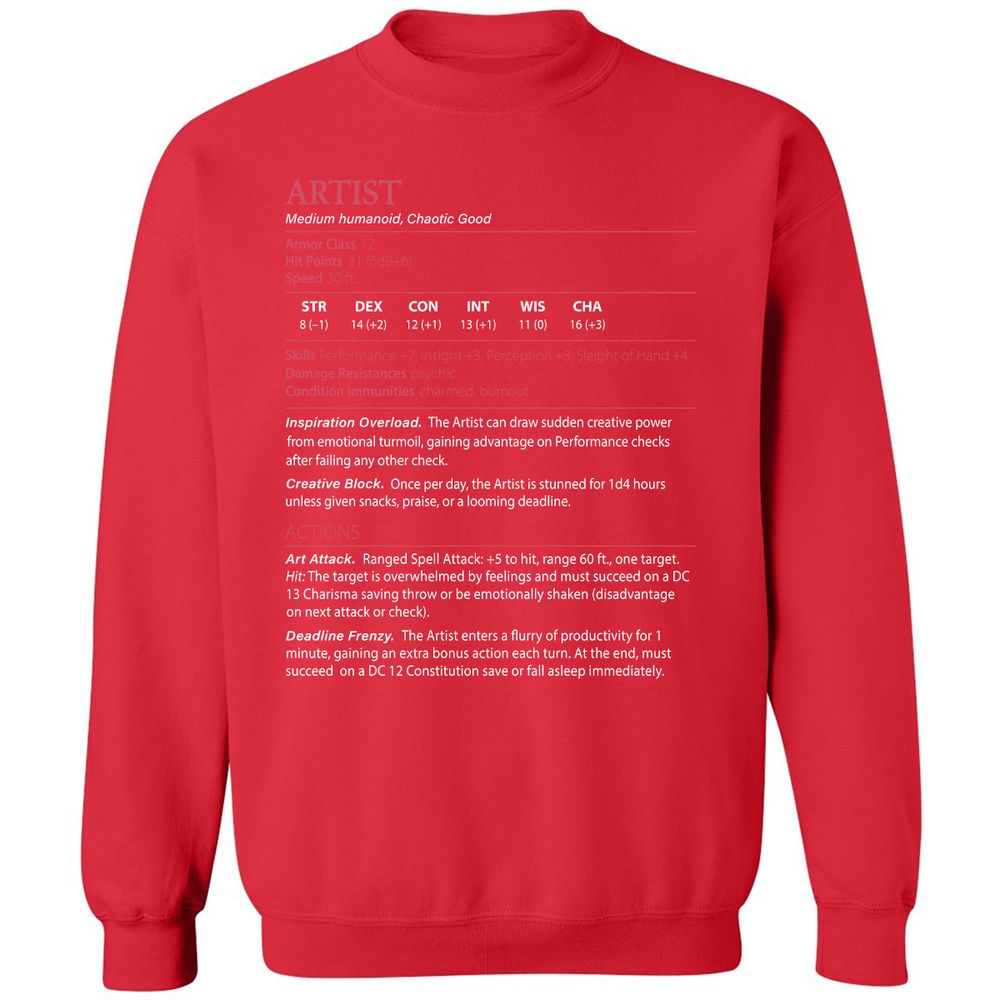 Artist Stats Classic Unisex Sweatshirt - Red - 5