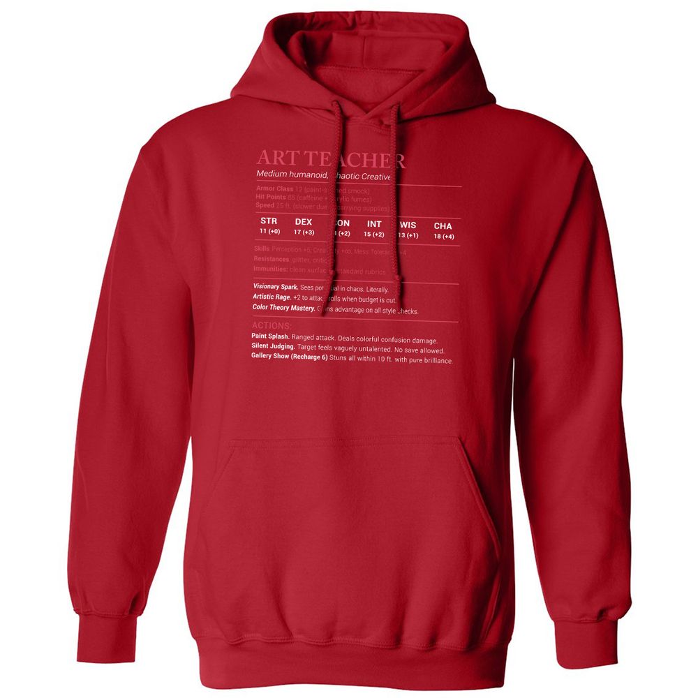 Art Teacher Stats Classic Unisex Hoodie - Red - 5