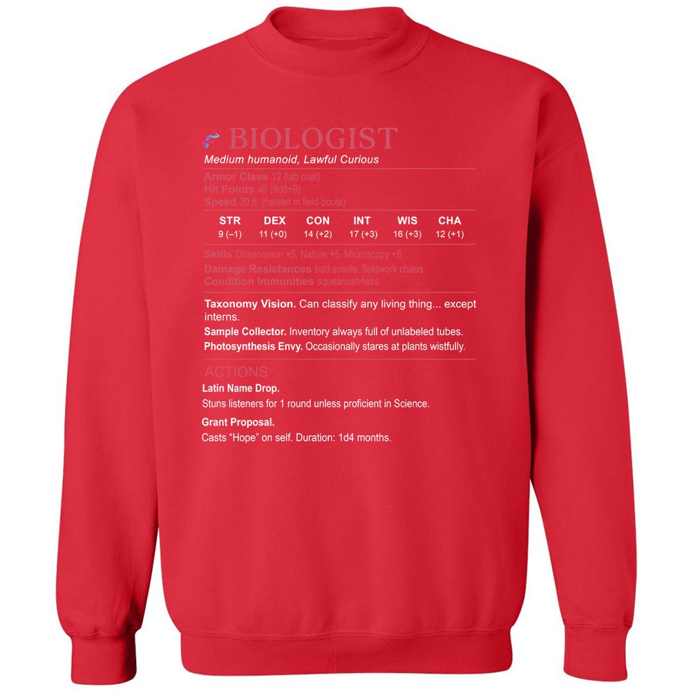 Biologist Stats Classic Unisex Sweatshirt - Red - 5