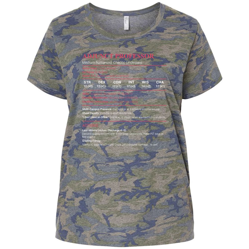 Adjunct Professor Stats Ladies Curvy Jersey - Vintage Camo - 5