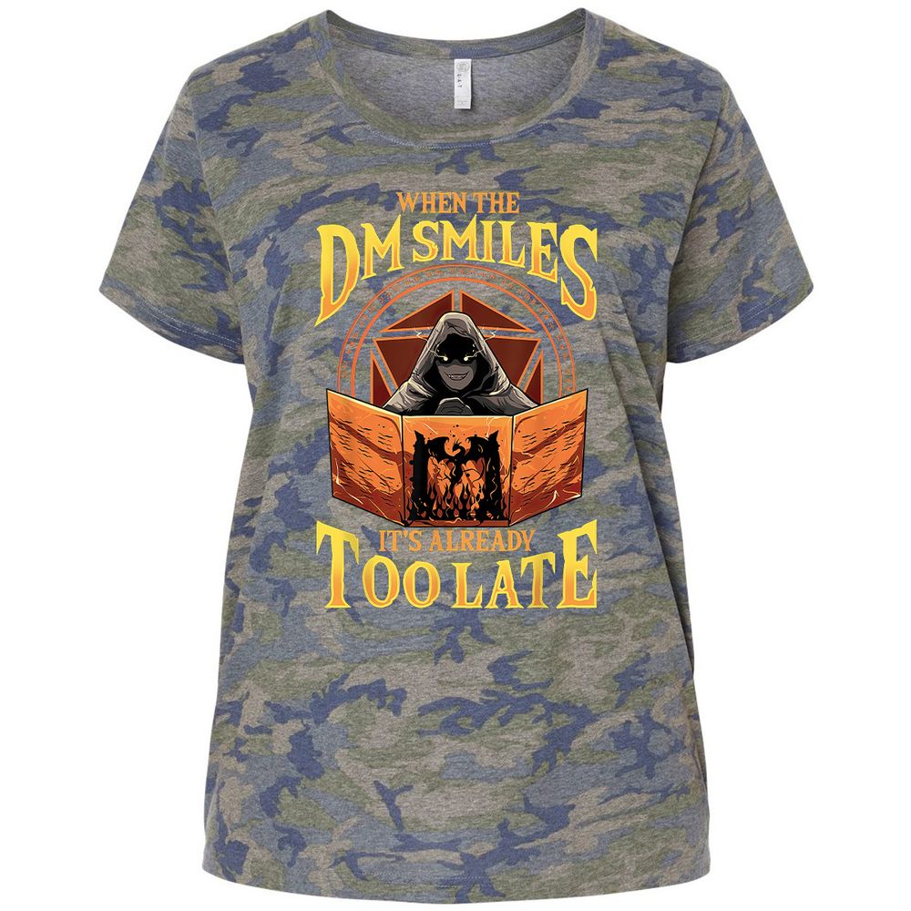 When The Dm Smiles Its Already Too Late Ladies Curvy Jersey - Vintage Camo - 5