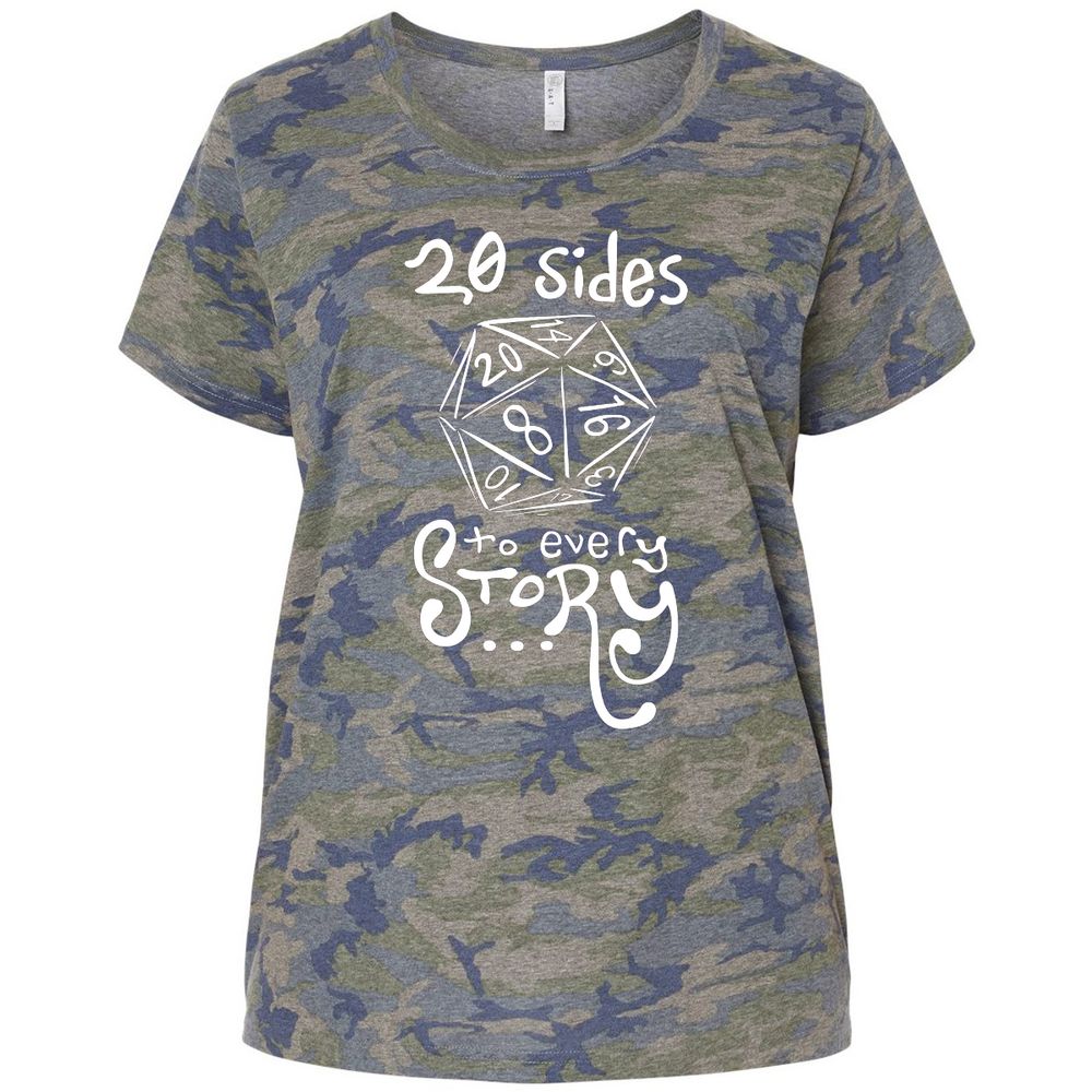 20 Sides to Every Story Ladies Curvy Jersey - Vintage Camo - 5
