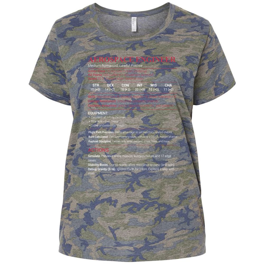 Aerospace Engineer Ladies Curvy Jersey - Vintage Camo - 5