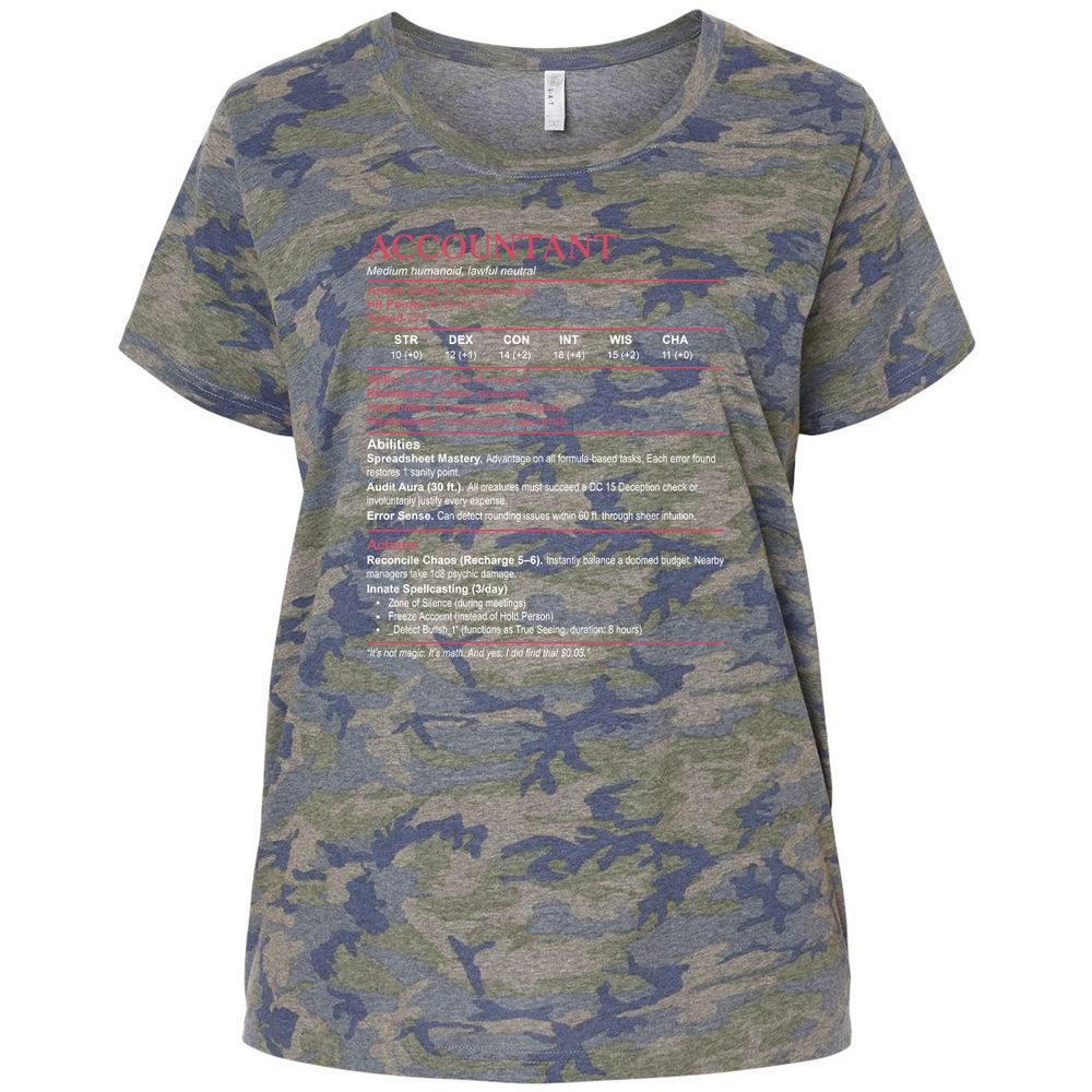 Accountant Stats Ladies Curvy Jersey - Vintage Camo - 5