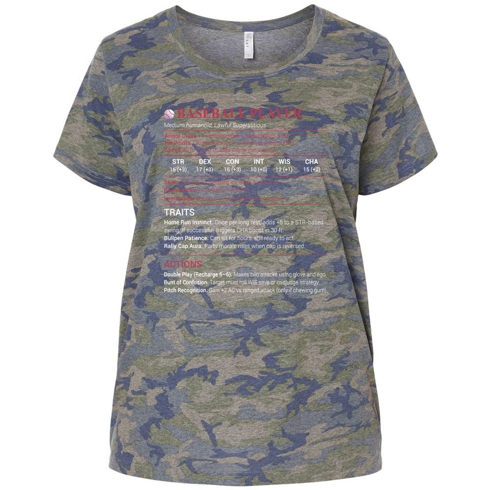 Baseball Player Ladies Curvy Jersey - Vintage Camo - 5
