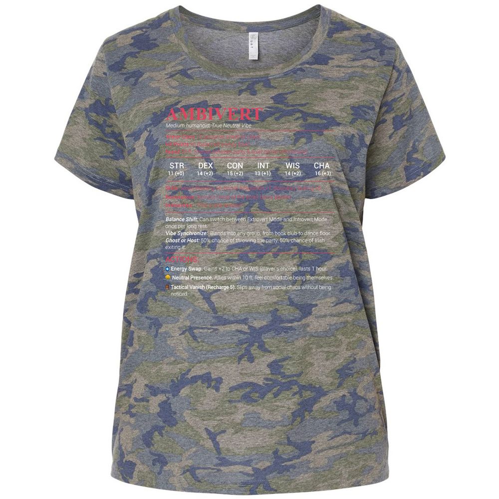 Ambivert Stats Ladies Curvy Jersey - Vintage Camo - 5