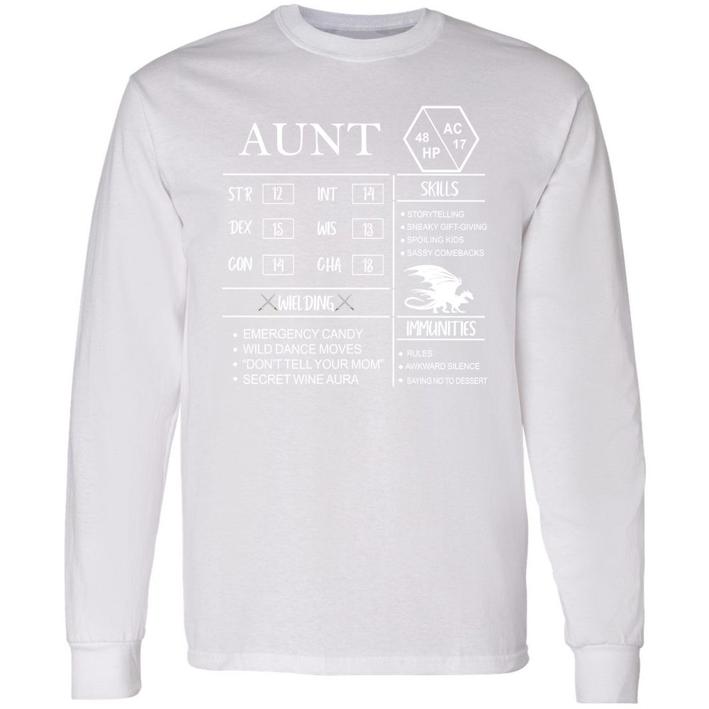 Aunt Stats Long Sleeve T-Shirt - White - 5