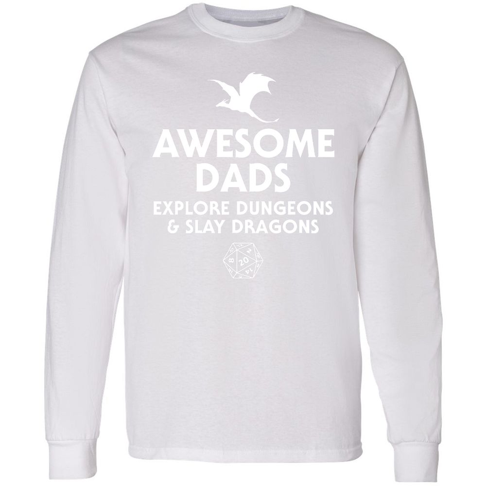 Awesome Dads Slay Dragons Long Sleeve T-Shirt - White - 5