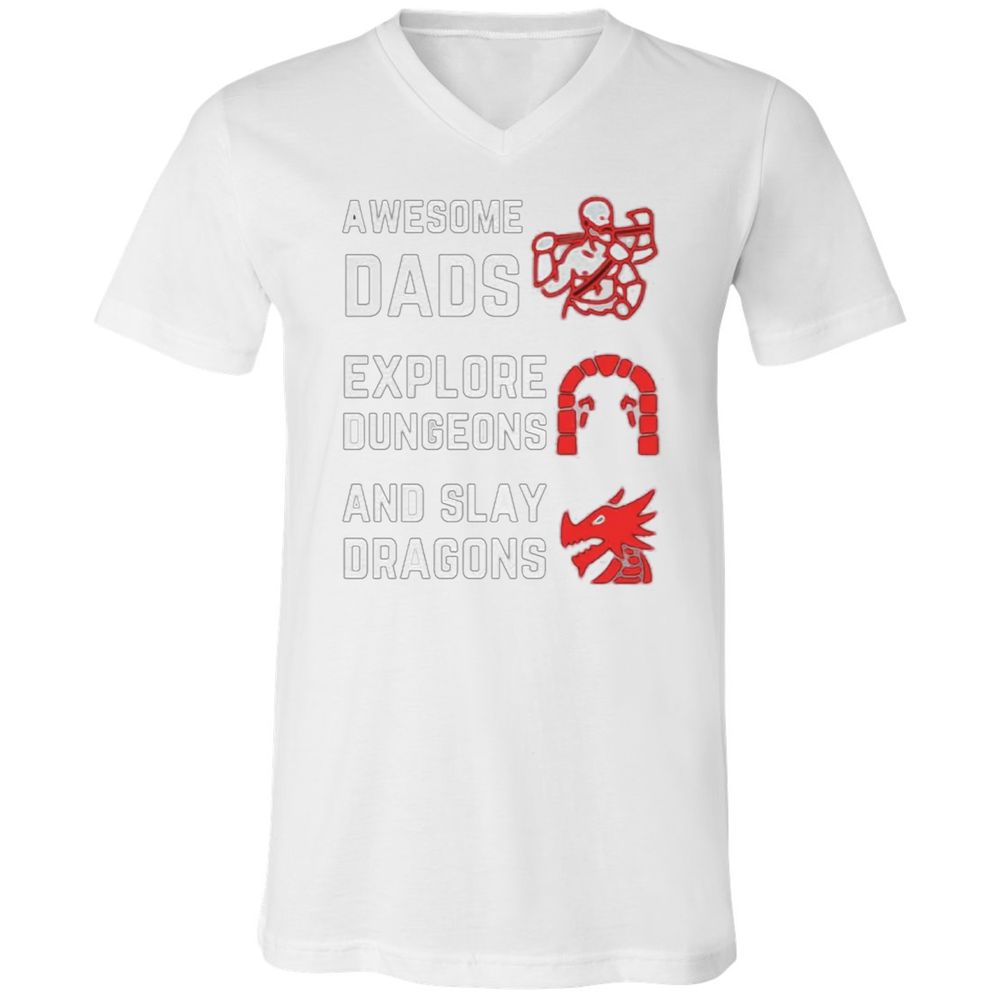 Awesome Dad Fathers Day Unisex V-Neck T-Shirt - White - 5