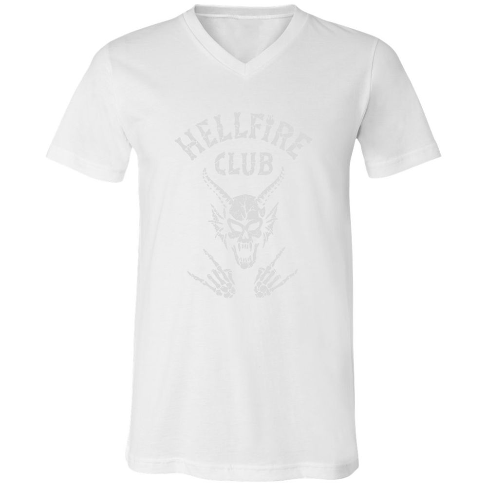 Hellfire Club Unisex V-Neck T-Shirt - White - 5