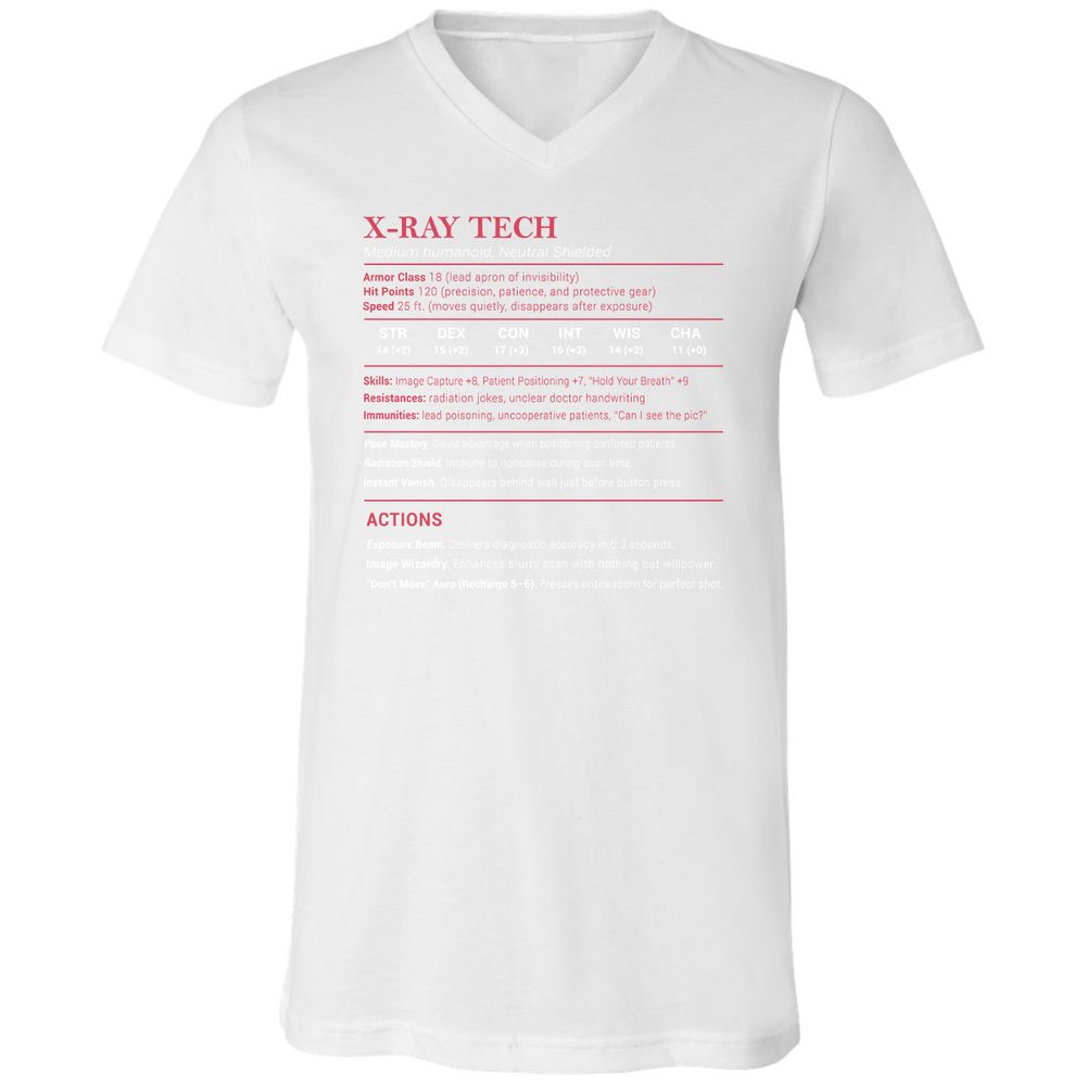 X-ray Tech Stats Unisex V-Neck T-Shirt - White - 5