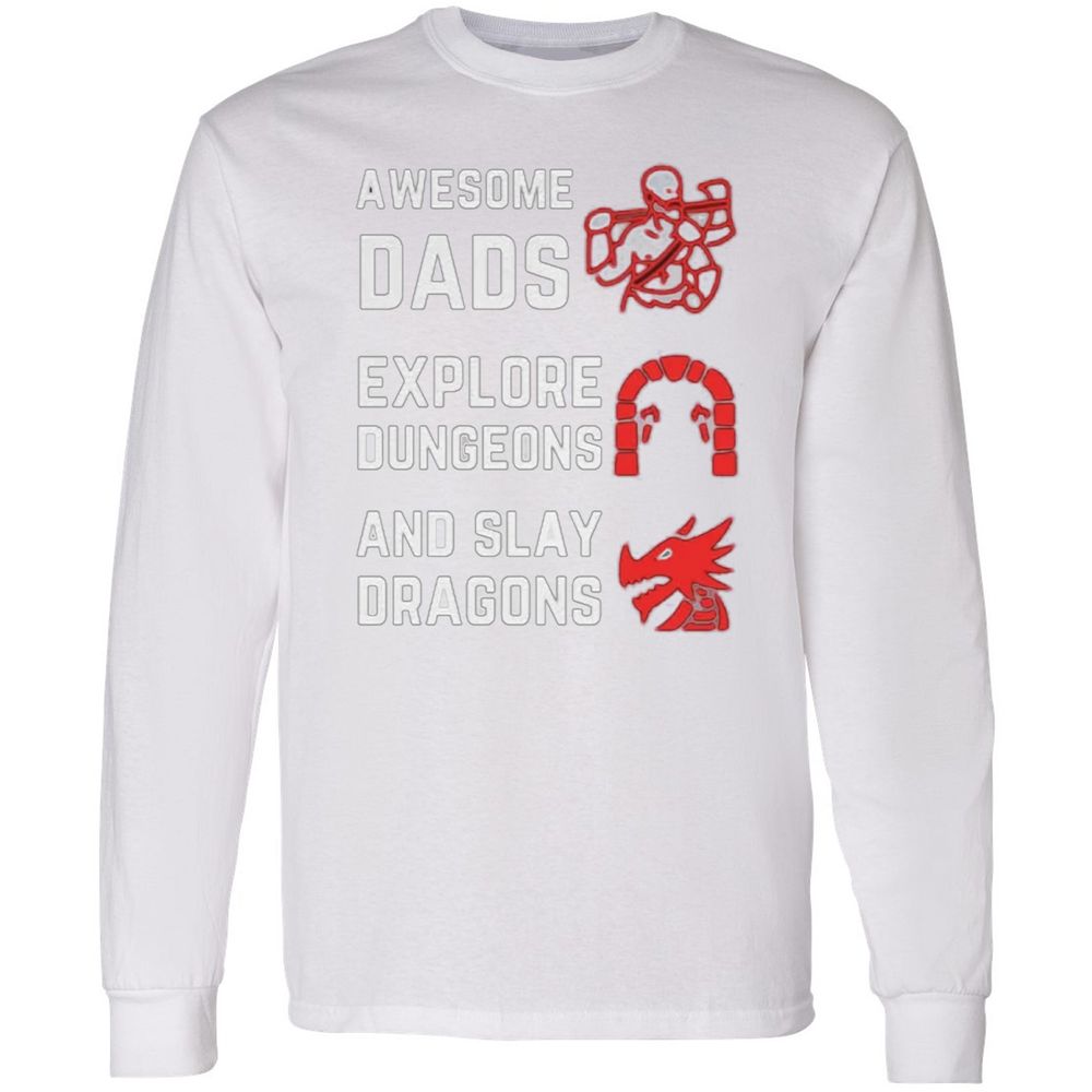 Awesome Dad Fathers Day Long Sleeve T-Shirt - White - 5