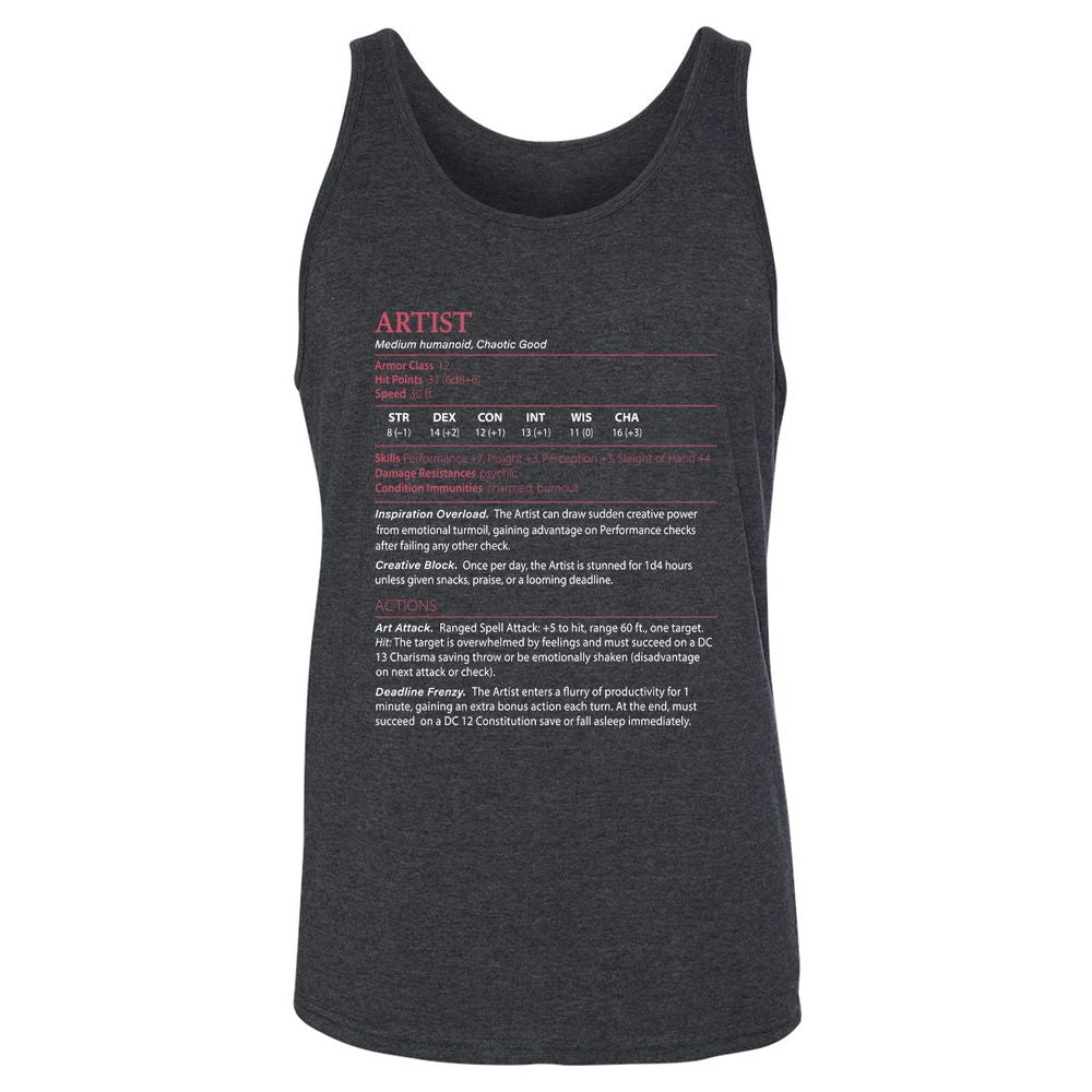 Artist Stats Unisex Jersey Tank - Dark Grey Heather - 6