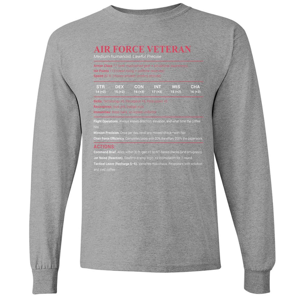Air Force Veteran Long Sleeve T-Shirt - Graphite Heather - 6