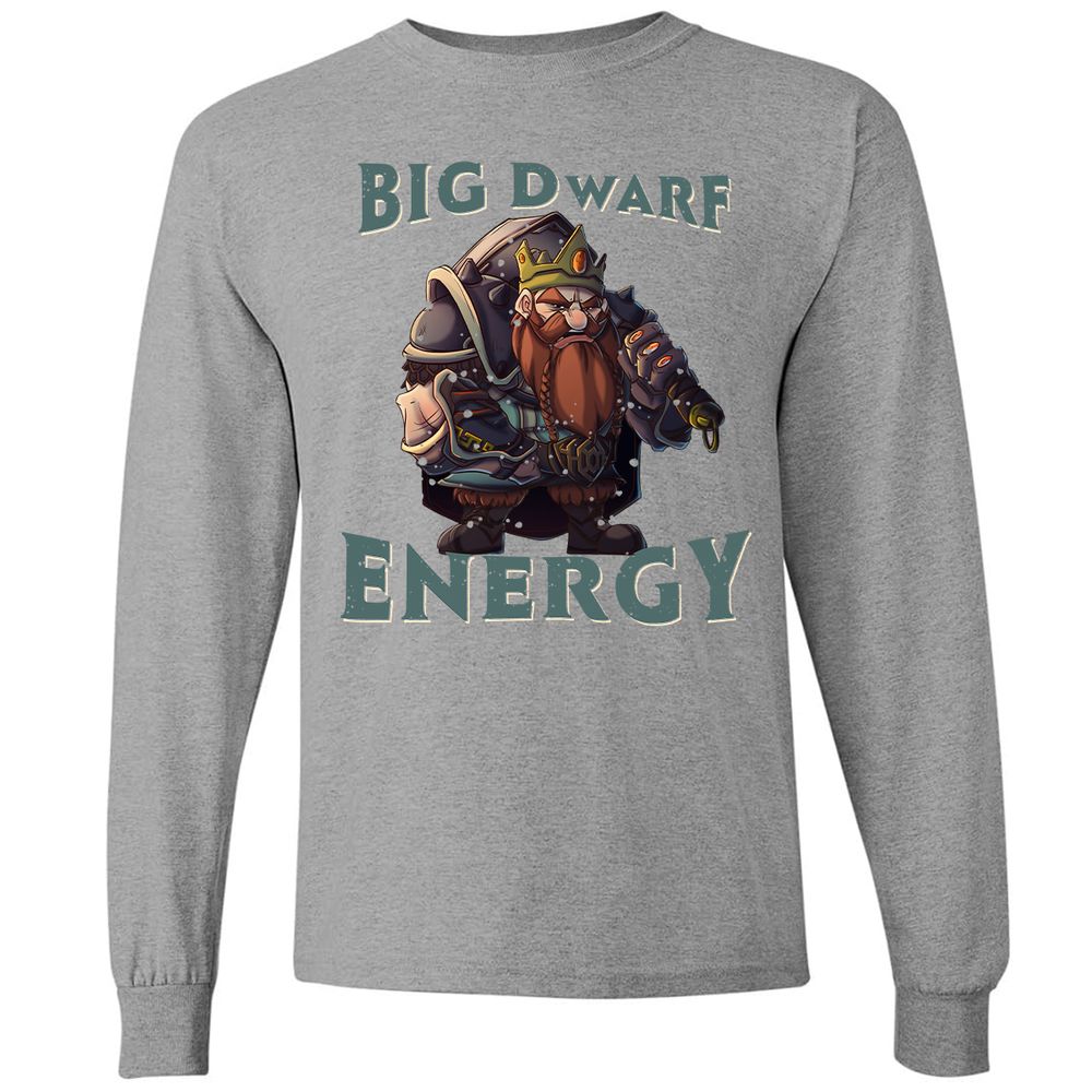 Big Dwarf Energy Long Sleeve T-Shirt - Graphite Heather - 6
